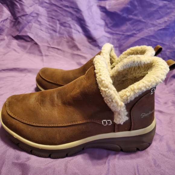 Skechers easy going gold rush casual boots vegan leather faux fur size 6 - Picture 6 of 10